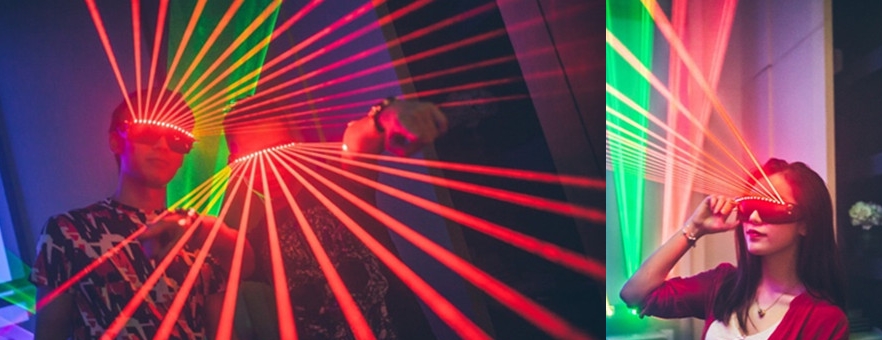HTPOW Lunettes Laser LED Rouge pour le Club DJ Décoration Laser